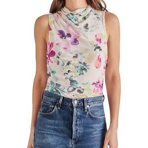 Steve Madden Dalia Floral Draped Bodysuit Top size L